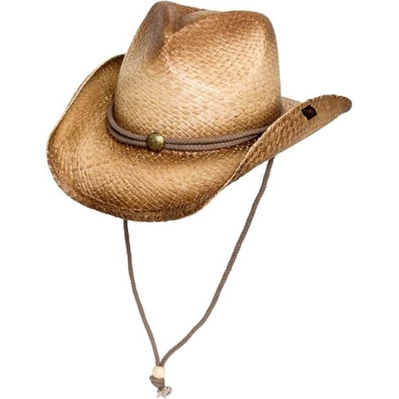 Peter Grimm Mens Straw Round Up Cowboy Hat - Picture 5 of 5